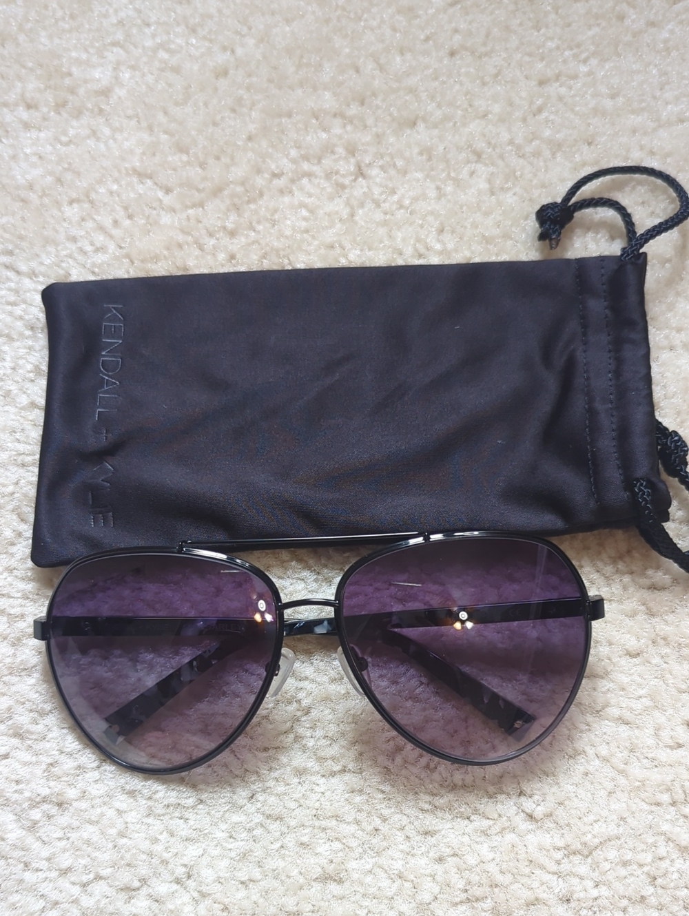 Kendall & Kylie Black Frame Sunglasses with Purple Gradient Lenses